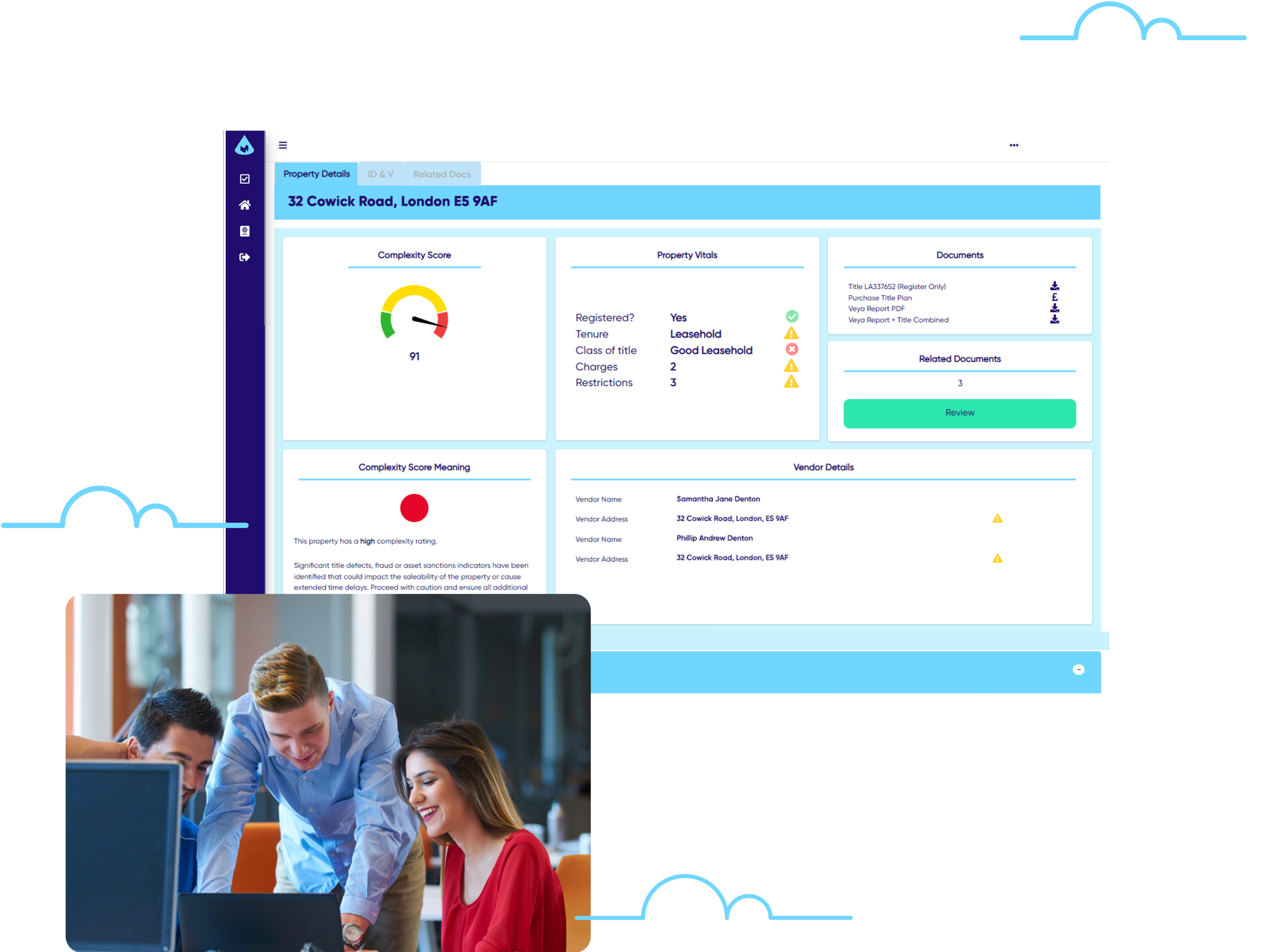 Veya Property title deed insight report UI